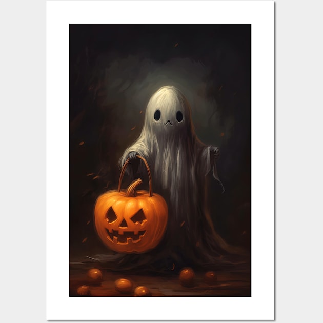 small scary and cute ghost Wall Art by Maverick Media